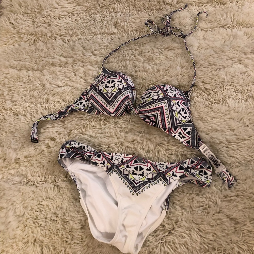 VS PINK push up tribal print swim bikini set